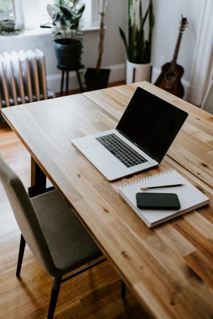 a laptop on a table